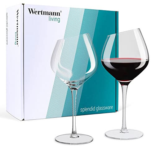 Wertmann Living Juego de 2 copas de vino tinto - forma especial con borde inclinado