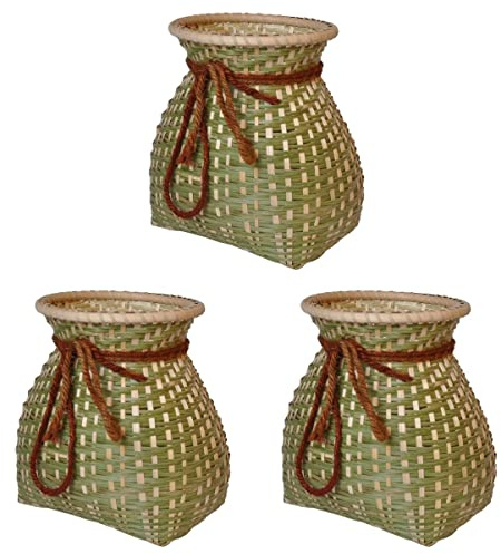 Cabilock 3 Pièces Panier En Bambou Panier Pique-nique Paniers De Fleurs En Rotin Bac à Fleurs Tissé Vase En Osier Vase Panier De Ferme Séché Panier à Poisson Fruit Panier En Rotin La Mariée