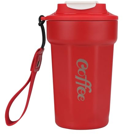 Kaffemugg To Go, termosmugg i rostfritt stål, 316, 480 ml läckagesäker kaffemugg med lock, resemugg, personlig, termosmugg för kaffe, vatten och te – röd