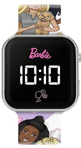 Accutime - Orologio da polso per bambini con bracciale stampato Barbie, rosa, moderno