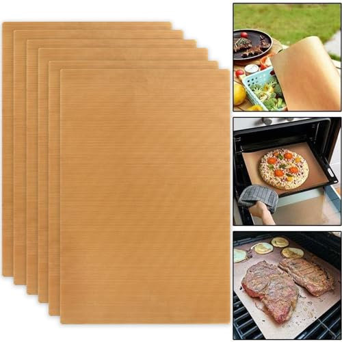 6 Pezzi Carta Forno Riutilizzabile 30 * 40cm Carta da Forno Antiaderente Tappetino da Forno Tagliabile Pellicole da Forno in Teflon Resistenti al Calore per Pane, Biscotti, Cavoli, Barbecue