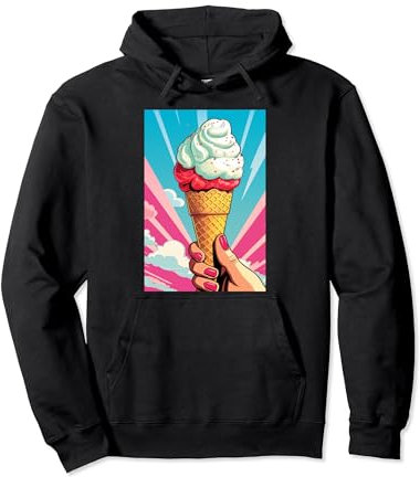 Gaufrier glacé cornet de glace glace pop art vintage rétro glacé café glacé Sweat à Capuche
