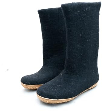 MEROCOAT Full Boots - Valenki Handmade Wool Felt Boots for Men and Women, Unisex, Natural Wool (Black, US Footwear Size System, Adult, Women, Numeric, Medium, 13)