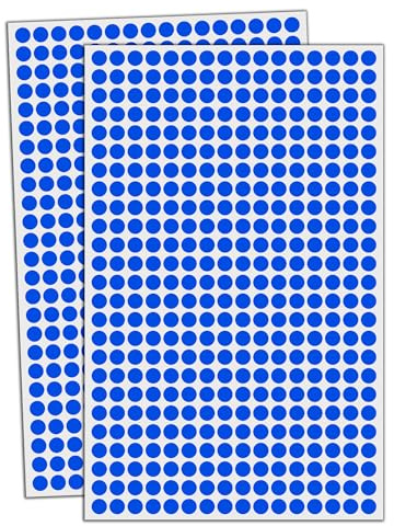 6000 Stycken - 8mm Färgade Prickade Klistermärken Klibbiga Etiketter - Blå
