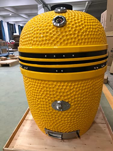 YNNI - Alimentador de chips Kamado Basic para horno de barbacoa con carrito TQ0C27YL de 27.5 pulgadas, color amarillo
