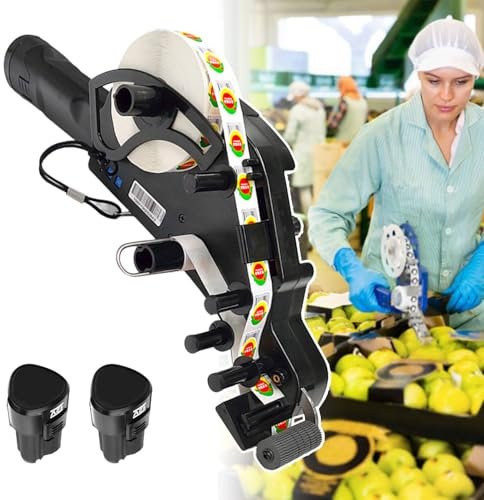 agreilduite Máquina dispensadora Etiquetas eléctrica para Etiquetas una Sola Fila, Uso portátil, aplicador Etiquetas Adhesivas Recargable con 2 baterías, Compatible con Etiquetas Varias Formas,8cm
