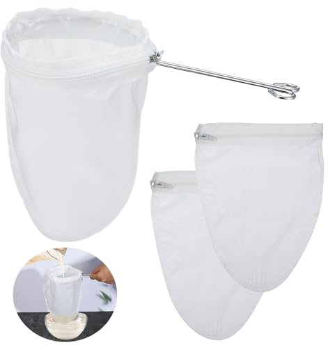 3 Stück Nussbeutel Hanf Nussbeutel Nussmilchbeutel Waschbar Nylon Hopfenfilter Nussmilchsieb Filterbeutel Nussmilchbeutel Bio Waschbar Nussmilchbeutel Mit Ständer Baumwolle Siebbeutel Für Nussmilch