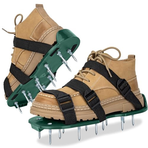 Lawn Aerator Shoes Grass Aeration Shoes for Grass with Free-Installation Heavy Duty Spiked Aerating Sandals Adjustable Strap Spike Aerator Shoes Soil Yard Aerator Tool for Yard Patio Lawn Garden Care