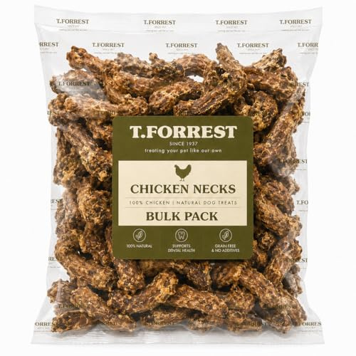 T.Forrest Air-Dried Chicken Necks for Dogs 1kg - 100% Natural, High Protein, Grain Free, Long Lasting Dog Treats