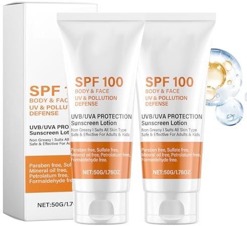 Sonnencreme LSF 100, Sunscreen SPF 100, Sonnenschutzlotion für den Ganzen Körper mit UV-Schutz, Beruhigende Sonnenschutz, Anti-Aging und Feuchtigkeitsspendend Sunblock, Sonnencreme Gesicht (2)