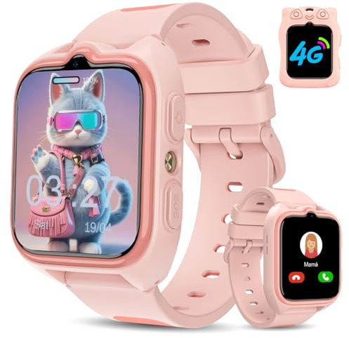 IOWODO Reloj Inteligente Niño 4G, Smartwatch Niños con GPS y Llamadas, Videollamadas, SOS, Linterna LED, Modo Clase, Juegos, Cámara, IP68 Impermeable, Regalo y Juguete para Niños de 4-13 Años