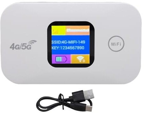 Hotspot Móvil 4G 5G LTE, Router WiFi con Pantalla LED de Alta Velocidad a 300Mbps con Ranura SIM, Conecta hasta 10 Dispositivos, Hotspot WiFi Portátil para Viajes Camping Juegos