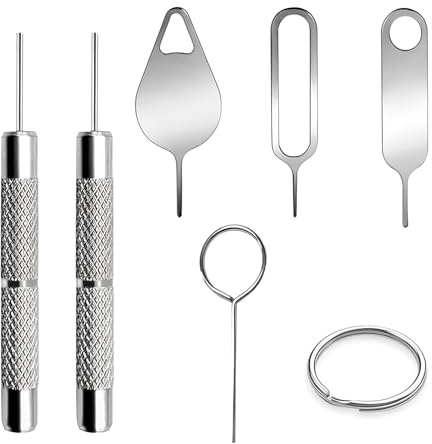 Wjelet 7-teiliges Video-Türklingel-Sicherheitsschlüssel-Entfernungswerkzeug-Set, 4 Entriegelungsstifte, 2 Türklingel-Entfernungsstifte, 1 Schlüsselanhänger, kompatibel mit Nest, Arlo, Eufy, Blink