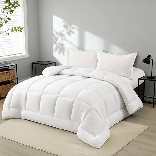 NORA HOME Couette 260x240 Hiver King Size Blanc Très Chaude en Fibre de Qualité 3D de 400 g/m² pour lit 2 Personnes. Toucher Pétale. Niveau Thermique Élevé 4,5/5. Certifiée Oeko-Tex 100 – Polar