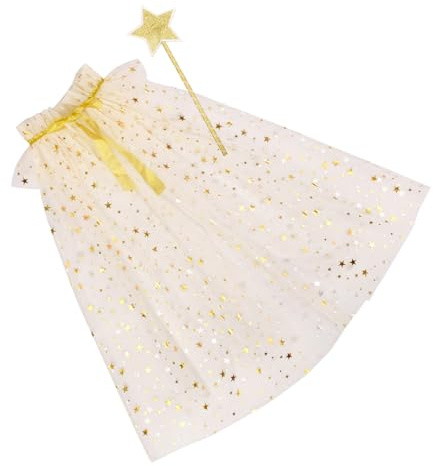 1 juego de varita mágica para niños y capa de tul. Hermosos accesorios para fotos para niñas para cosplay imaginativo y sesiones de fotos temáticas. Capa ajustable con escote