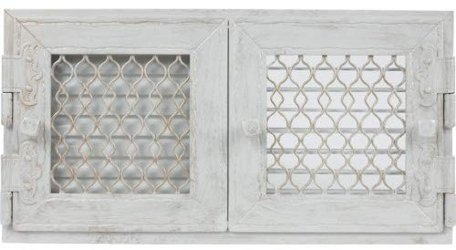 Kamin Ofen Lüftungsgitter Luft Luftgitter Retro Weiss 24x46 cm Flügeltür
