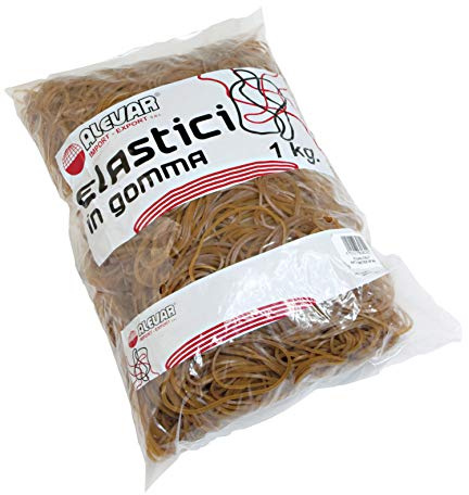 Alevar Elastici in Gomma Para 100%, Diametro 50 mm, Spessore 1,5 mm, Colore Naturale, Confezione in Busta da 1 kg
