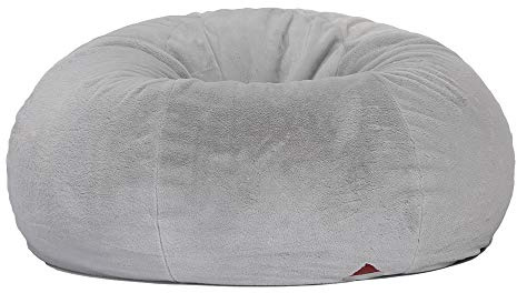 QSack - Puf redondo (relleno de calidad alemana, perlas EPS (gris, 100 cm)