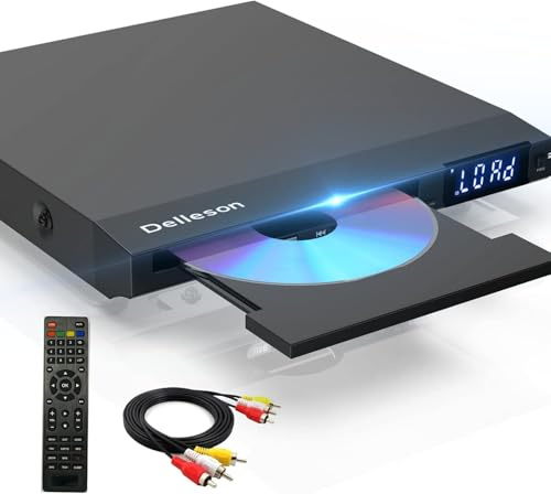 Region Free DVD Player for TV, Compact CD Players for Home, No HDMI Output, HD DVD Player with RCA Support AV Connect, USB Input, Microphone Jack, PAL/NTSC, Remote Control