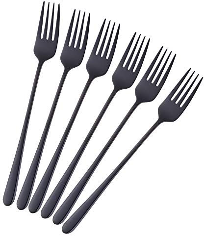 Bisda Forchette da tavola, 6 pezzi, 21,3 cm, in acciaio inox 18/10, colore nero