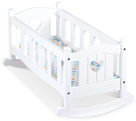 Melissa & Doug Wooden Play Cradle for Dolls - Baby Doll Crib and Baby Doll Bed with Mattress, Doll Accessories for Pretend Play and Stuffed Animals, Ages 3+
