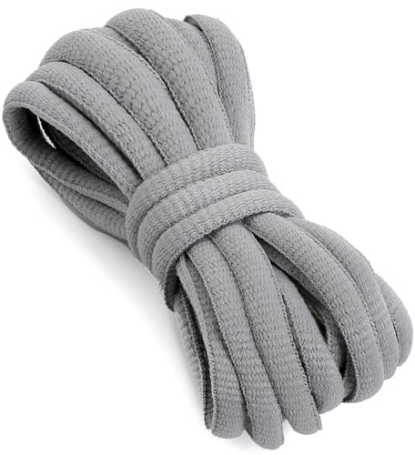 VSUDO 120 cm Oval Light Grey Trainer Laces, Half Round Basketball Shoe Laces, Athletic Shoestring or Running Sport Shoelaces for Sneakers, Light Grey Trainer Shoelaces (2Pairs-Light Grey-120cm)