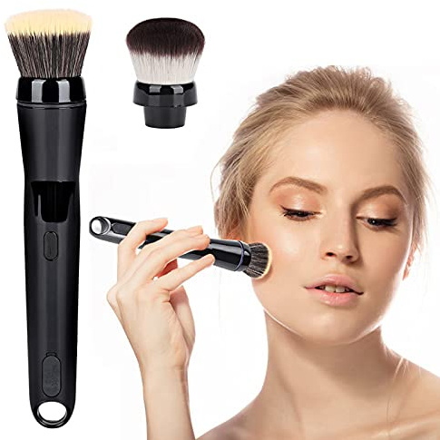 Dioche Electric Makeup Brush, Automatic Rotation, 2-in-1 Foundation & Blush Brush Heads, USB Rechargeable, Black