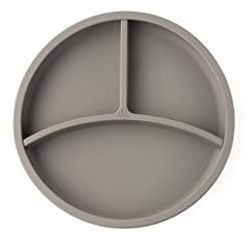 eco rascals Silicone Divided Plate - BPA-Free Feeding Set for Babies & Toddlers, Hypoallergenic, Microwave & Dishwasher Safe with Removable Divider for Baby-Led Weaning (Grey)