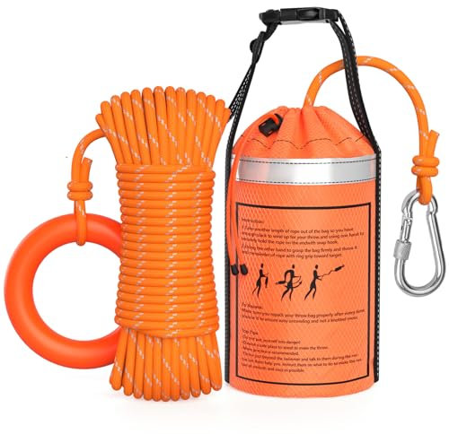 NTR Water Rescue Throw Bag with 50 Feet of Rope in 3/10 Inch Tensile Strength Rated to 1844lbs, Throwable Device for Kayaking and Rafting, Safety Equipment for Raft and Boat