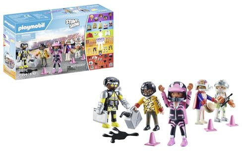 PLAYMOBIL My Figures 71399 Stunt Show, 5 Spielfiguren mit über 1000 Kombinationsmöglichkeiten, mit Funkgerät, Helmen und Leitkegeln für tolle Stunts, Spielzeug für Kinder ab 5 Jahren