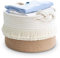 Sporgo Cesta de almacenamiento de almacenamiento: cesta trenzada de algodón cuerda redonda con asa, cesta para la ropa infantil pequeña para sala de estar, habitación infantil, baño, diámetro 24 x