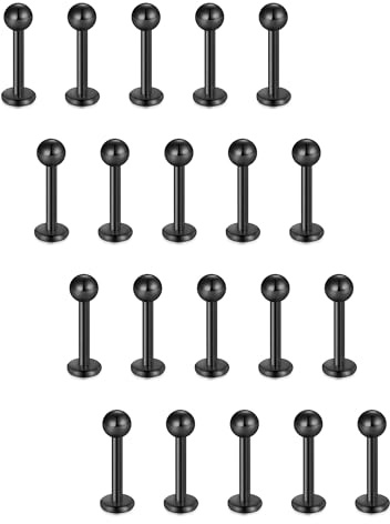 FECTAS 20 Pezzi Piercing al Labbra Labbro Anello in Acciaio Inossidabile 16G 8mm