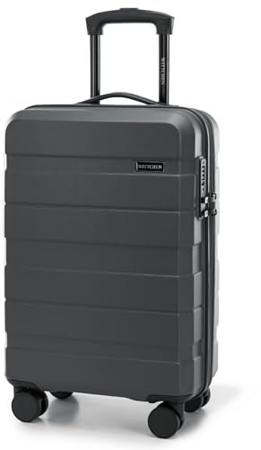 WITTCHEN COMODO Line Kleiner Koffer Kabinentasche Kabinenkoffer Handgepäck Reisekoffer Hartgepäck aus ABS TSA Schloss Handgepäck Reisekoffer Größe S Dunkelgrau