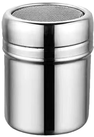 Sugar and Flour Shaker - Powder Shaker with Lid | Metal Shaker | Fine Mesh Shaker | Stainless Steel Dust Sifter | Flour Sifter for Icing Sugar at