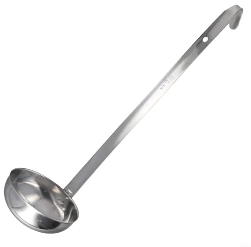 Cucharón de acero inoxidable con mango largo de 35 cm, utensilio de cocina para cocinar salsa de sopa, capacidad de 150 ml/180 ml, apto para lavavajillas (150 ml)