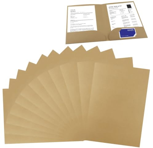 12 Pièces Papier Kraft Chemise Cartonnée avec Rabat Présentation A4 Dossier de Rangement Dossier de Candidature Porte Document Organisateur Dossier Papier Set pour Société Bureau Maison Scolaire