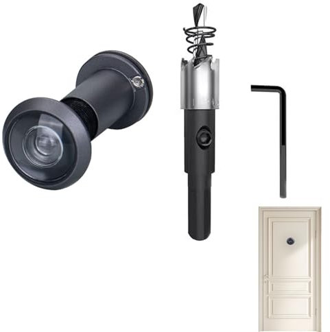 Lentilles en verre optique grand angle 200° - Judas de porte avec brise-vue - Trou de perçage de 16 mm de diamètre - En laiton - Avec foret - Judas de porte sans perçage - Pour portes de 35 à 60 mm