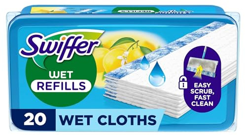 Swiffer Wet Fuktiga Rengöringsdukar för golv, med citrondoft, 20 st, för snabb och enkel rengöring