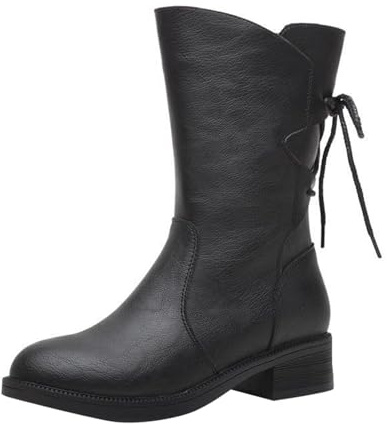 Botas de piel para mujer, botas de equitación, botas occidentales, botas de mujer, botas de motorista, botines de piel sintética, botines de otoño, invierno, botas de trabajo, medias botas