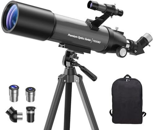 USCAMEL Télescope Astronomique pour Adulte Enfant: 80mm d'Ouverture et 500mm Télescope Astronomique Réfracteur - pour Observation des Étoiles en Plein Air, La Découverte des Planètes Et De La Lune