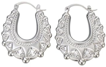 Silver Filled Oval Creole Hoop Earrings 25x35mm Statement Gypsy Jewellery for Women