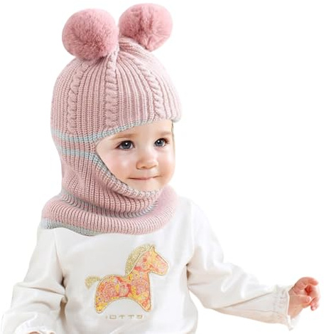 Zyluniy Baby vintermössa barnmössor vinter, multifunktionell termo vindtät stickad mössa halsduk mössa, baby barn vintermössa balaclava