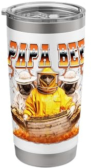 Papa Bee Beekeeper Beekeeping Honey Lover Dad Father's Day Stainless Steel Insulated Tumbler