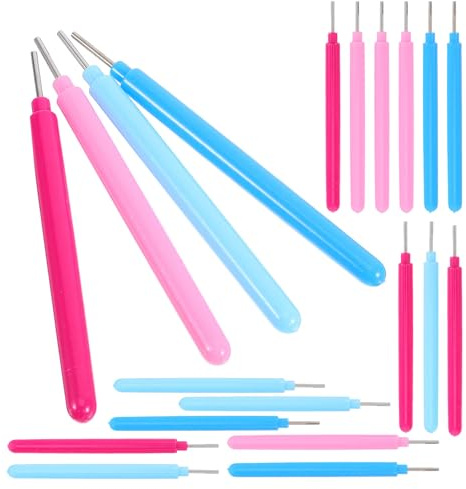 HOMSFOU 20 Piezas Juego de Herramientas para Quilling de Papel Bolígrafo Ranurado, Aguja para Rizar y Plantilla, Accesorios para Manualidades y Arte Papel en Colores Azul, Azul Claro,