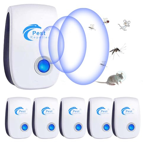 Repelente Ultrasónico Mosquitos, 6 Pack Electrónico Repelente Mosquitos Control de Plagas, Repelente Ultrasónico de Plagas para Anti Mosquito, Moscas, Ratones, Cucarachas, Arañas, Roedores