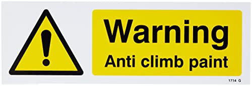 Caledonia Signs 11714G Warning Anti Climb Paint Sign, Rigid Plastic, G: 300 mm x 100 mm
