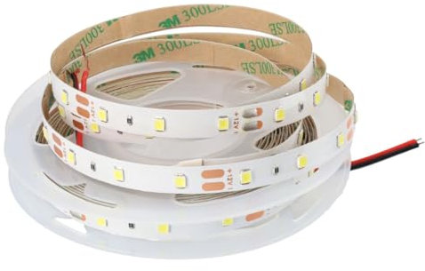 JANDEI - Striscia LED 12V Non Impermeabile 5 Metri, Bianco Caldo 3000K, 300 LED SMD2835, Larghezza 8 mm. Illuminazione Decorativa per Mobili, Vetrine, Soggiorni, Mensole (alimentatore non incluso)