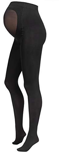 Herzmutter Umstandsstrumpfhose 80DEN - Blickdicht-Matt - Schwarze Schwangerschaftsstrumpfhose - OekoTex 100-1er & 2er-Set - 1300 (L-XL, Schwarz)