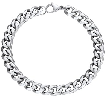 PROSTEEL Cuban Link Bracelet Men and Women Gift 9mm Hiphop Bracelet Chunky Stainless Steel Bracelet 21cm