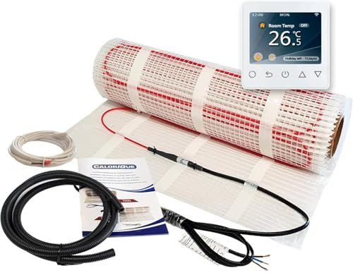 CALORIQUE Estera De Cable De Calefacción Eléctrica – con termostato WiFi – 8m² – Calefacción Eficiente Por Suelo Radiante Eléctrico 150W/m² – Сlase A +++